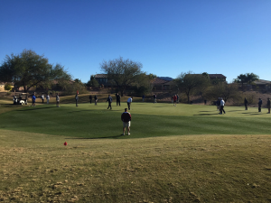 Durand gets closest to pin, pryor makes the putt and talks talks talks until somebody drains it to tie